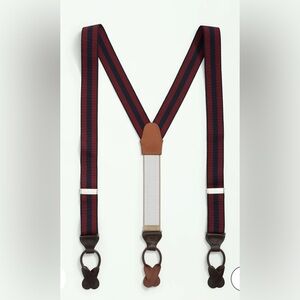 Brooks Brothers Blue and Red Suspenders with Timeless Elegance Leather SIZE XL